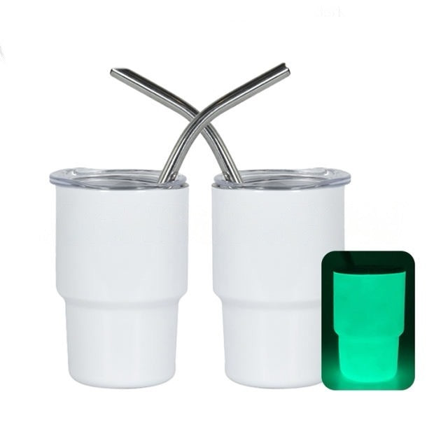 3oz DIY Blank Sublimation shot glass Tumbler double insulated with stainless straw