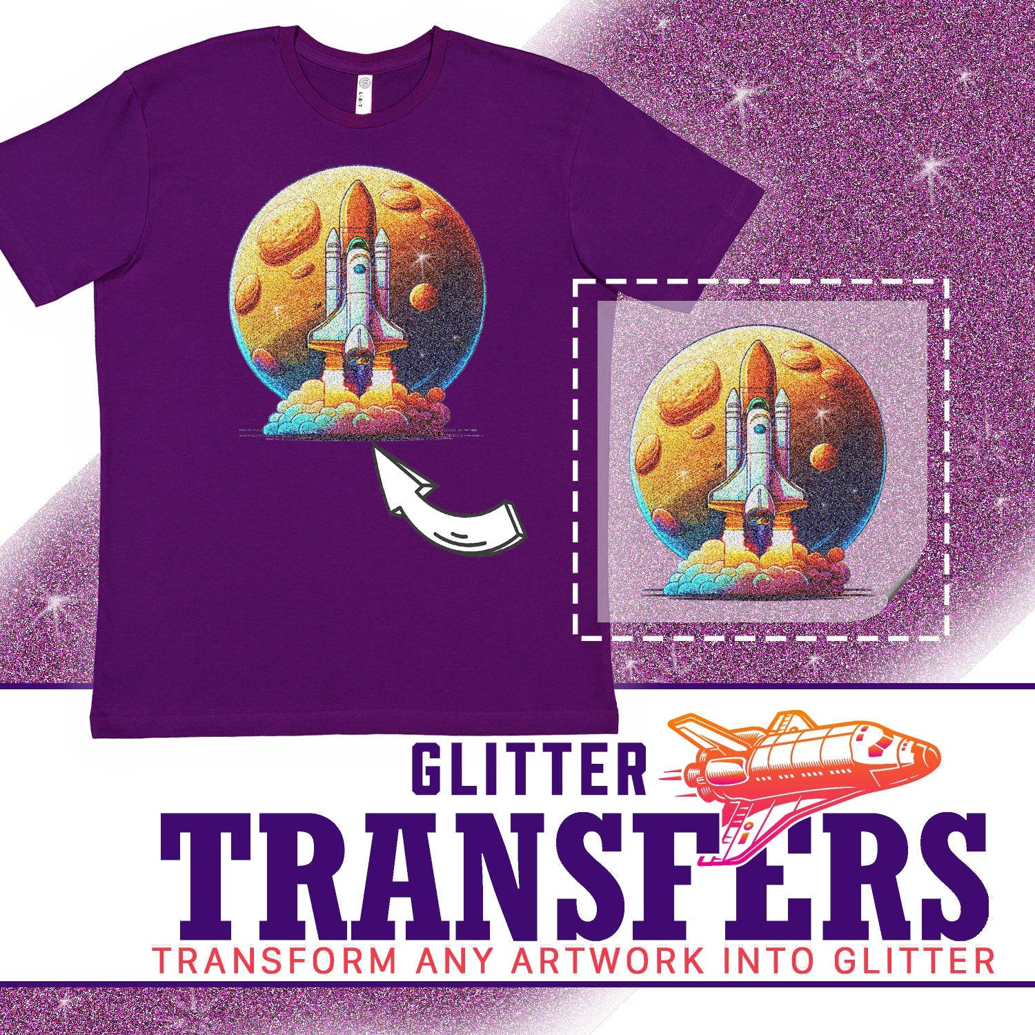 Glitter DTF Transfers | Custom Glitter DTF Gang Sheet | Printed Marketplace Transfers