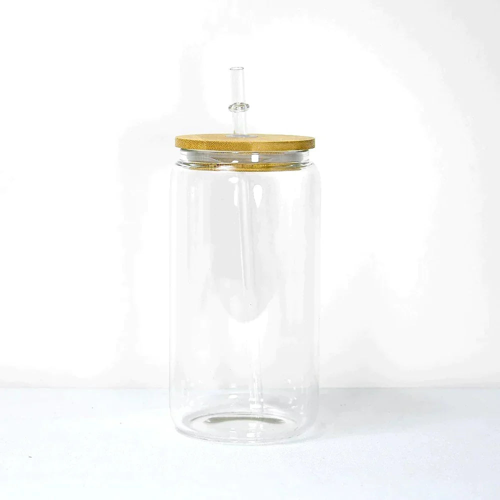 12oz or 16oz Sublimation Blank Glass Can Jar Tumbler (Clear or Frosted)
